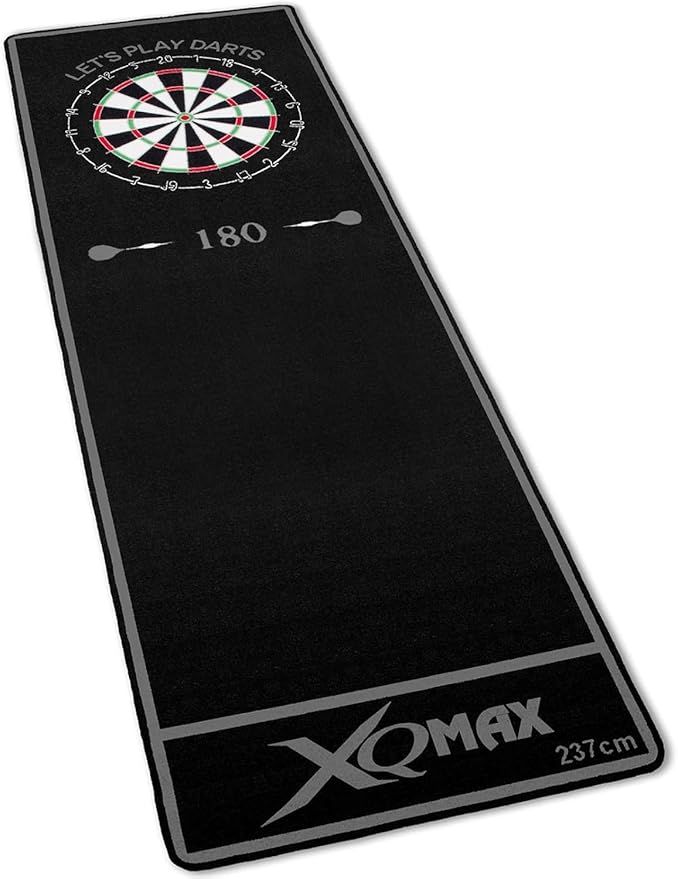 Professioneller Dartteppich - 237x80cm - Dart Zubehör für zu Hause, Büro, Kneipe, Partys - Dartmatte mit Turniermaßen Score Indikator und Oche - Darts Carpet zum Schutz des Bodens