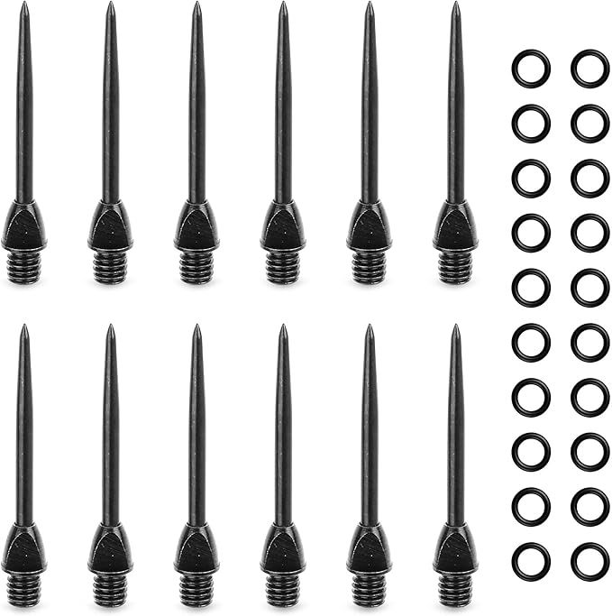 CyeeLife 12 Stück 2BA Steel dartpfeile Spitzen Metall + 20 Stück Gummiringe,Dart Tip Konverter Tool