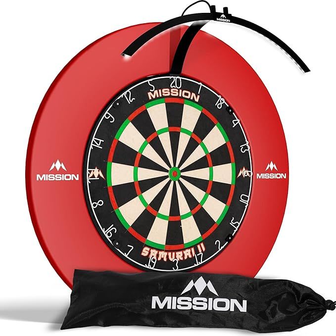 Mission Darts TOR100 Torus 100 | Dartscheibe LED klappbar tragbar Dartscheibe Reise Beleuchtungssystem