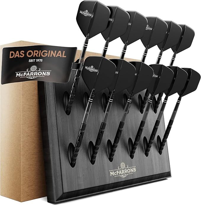 McFARRONS Darthalter aus Holz für 12 Darts - Praktische Dart Aufbewahrung für die Wand als Zubehör für Jede Art von Dartscheibe - passend für Steeldarts und Softdarts.