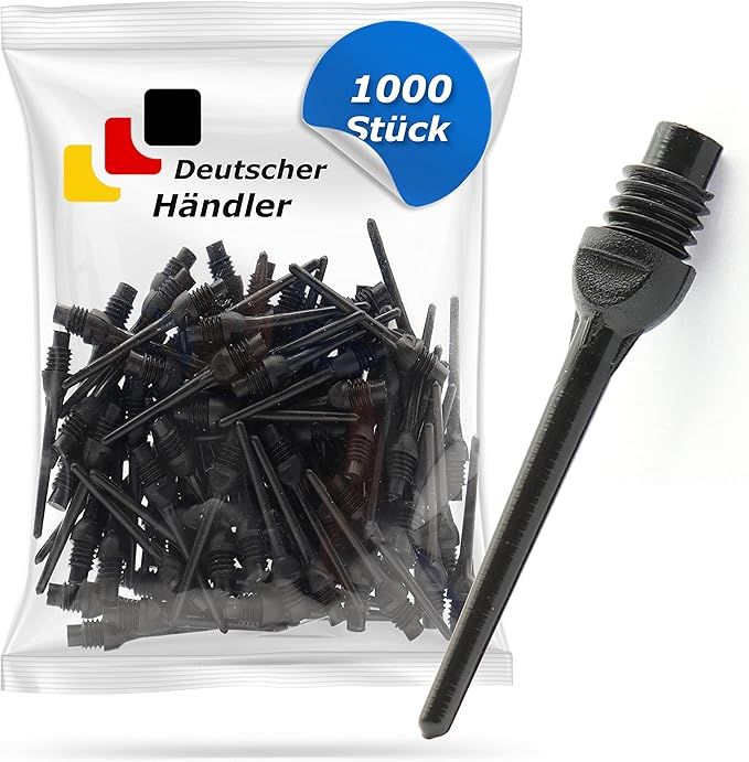Tamay Dartspitzen Kunststoff 1000 Stück Premium Softdart Spitzen I Key Version I 2BA Gewinde I Dartpfeil Spitzen, Softdarts Ersatzspitzen, Besonders stabil & langlebig I Made in Europa