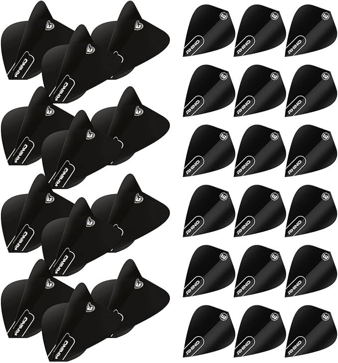 Winmau Rhino Kite Dart-Flights, Schwarz, 10 Sets pro Packung (insgesamt 30 Dart-Flights)