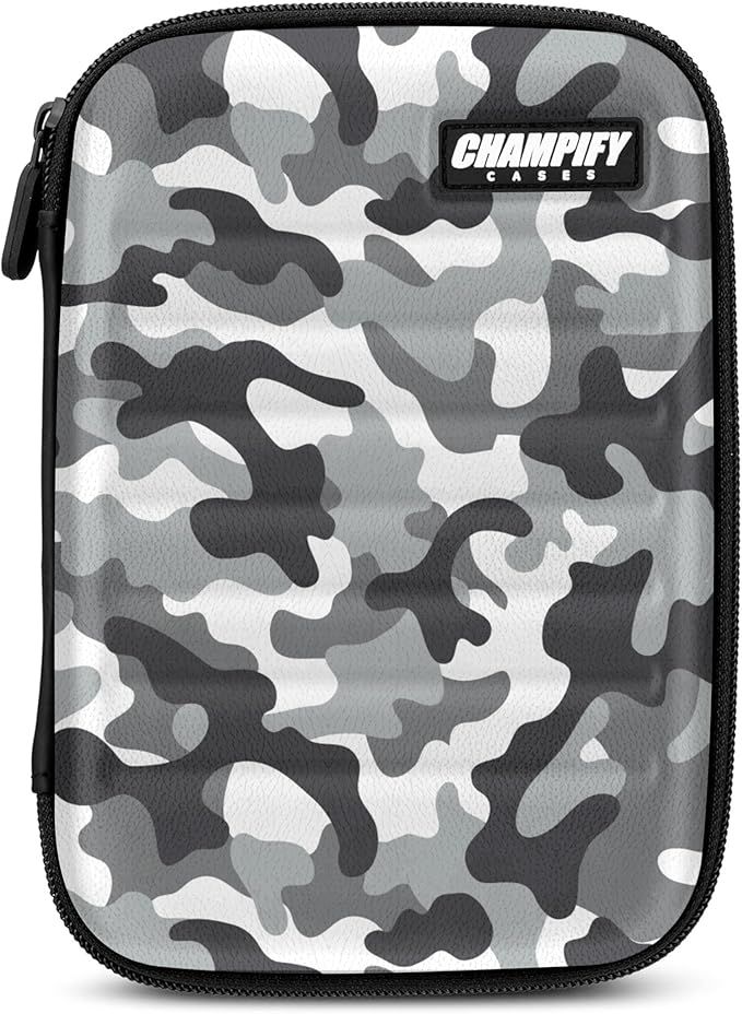 Champify® Darttasche mit Haltesystem gegen Verrutschen der Dartpfeile | Hard-Case zum Schutz für 6 Steeldarts oder Softdarts und vielen Taschen für Dart Flights und weiteres Darts Zubehör