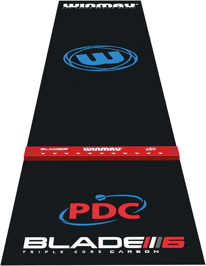 WINMAU Pro Zone Präzision PVC Dartteppich mit Integrierter Erhöhung Abwurflinie/Oche Line - Volle Länge - Elegantes schwarzes Design Dartmatte - Professionelles Dartzubehör