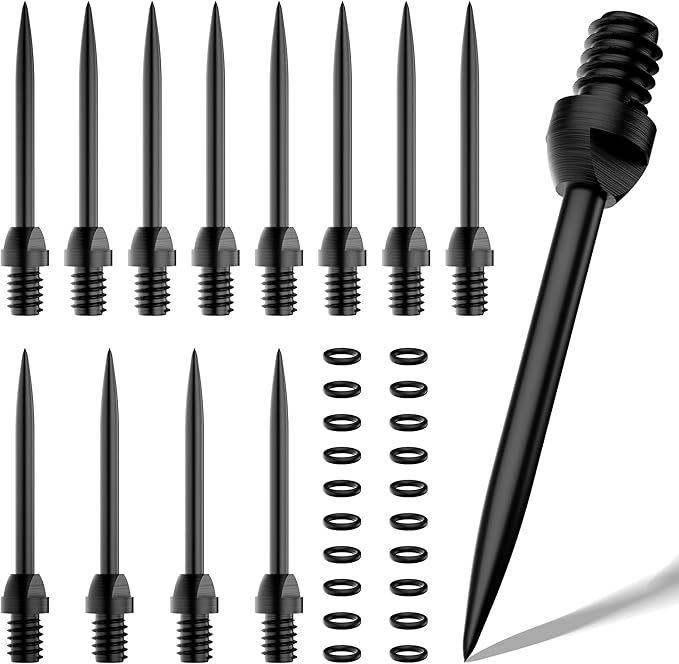 MageRabbit Steel dartpfeile Spitzen Metall,12 Stück Dartspitzen, Dartpunkte, Dart-Umwandlungspunkte, mit 20 Stück O-Typ-Gummiringen，Dart Tip Konverter Tool，Steel Spitzen für softdarts