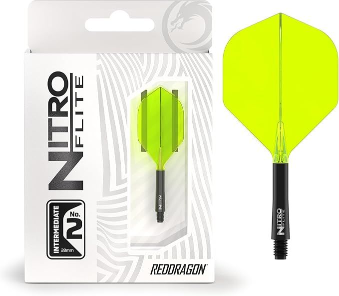 RED DRAGON Darts – Nitro Flite Integriert Flüge & Schäfte System – No.2 Form und Design- Erhältlich in Kurz, Dazwischenliegend & Medium erhältlich- Professionelles Dartzubehör