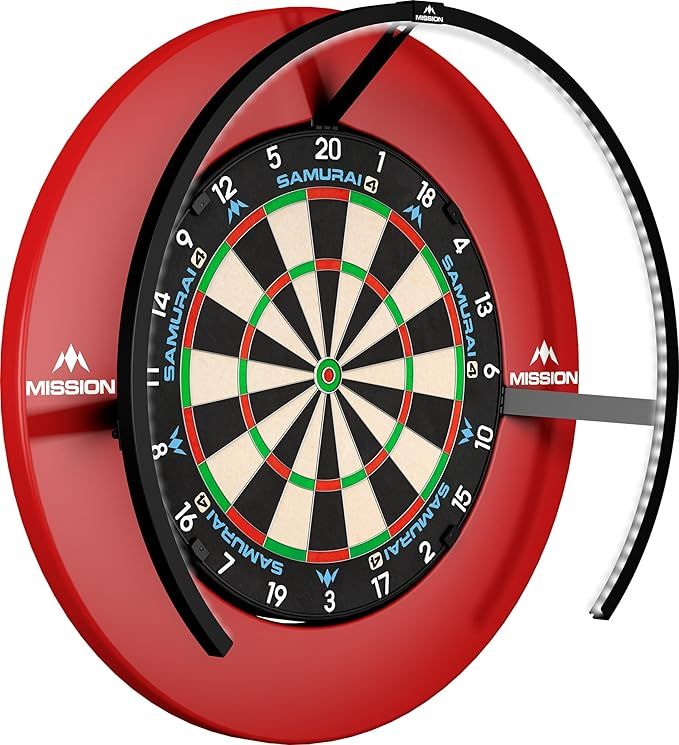 Mission Darts TOR270 Torus 270 | Dartscheibe LED Beleuchtungssystem mit leicht zugänglichem Bereich für uneingeschränktes Spielen, sandgestrahlt schwarz